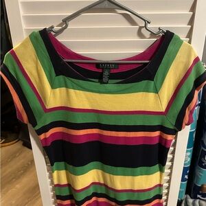 Lauren Ralph Lauren Black and Gold Fitted Cap Sleeve Tee